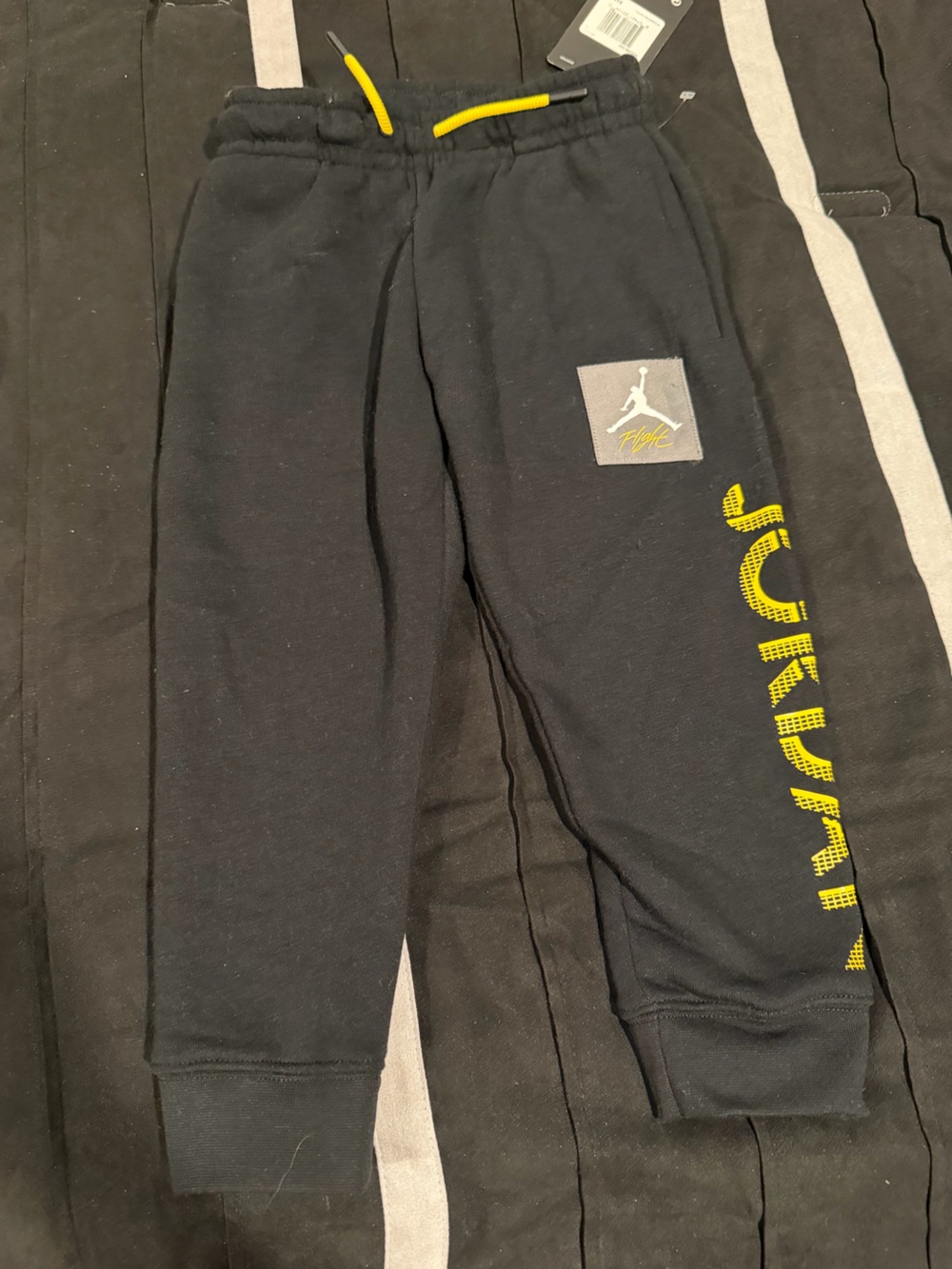Jordan Black Kids Joggers with Yellow Accents